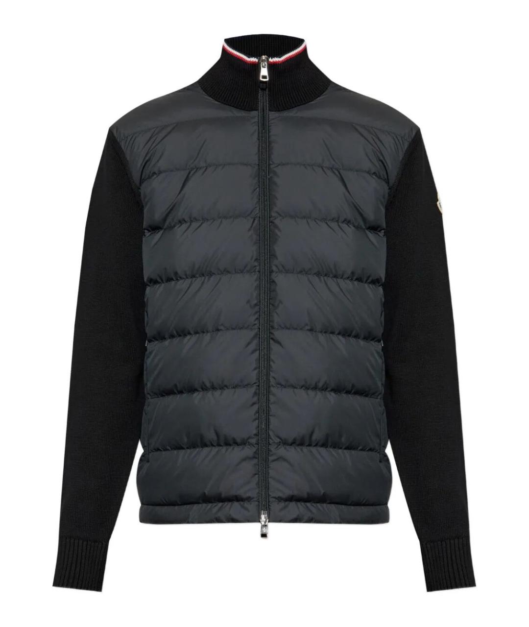 MONCLER Темно-синий полиэстеровый пуховик, фото 1