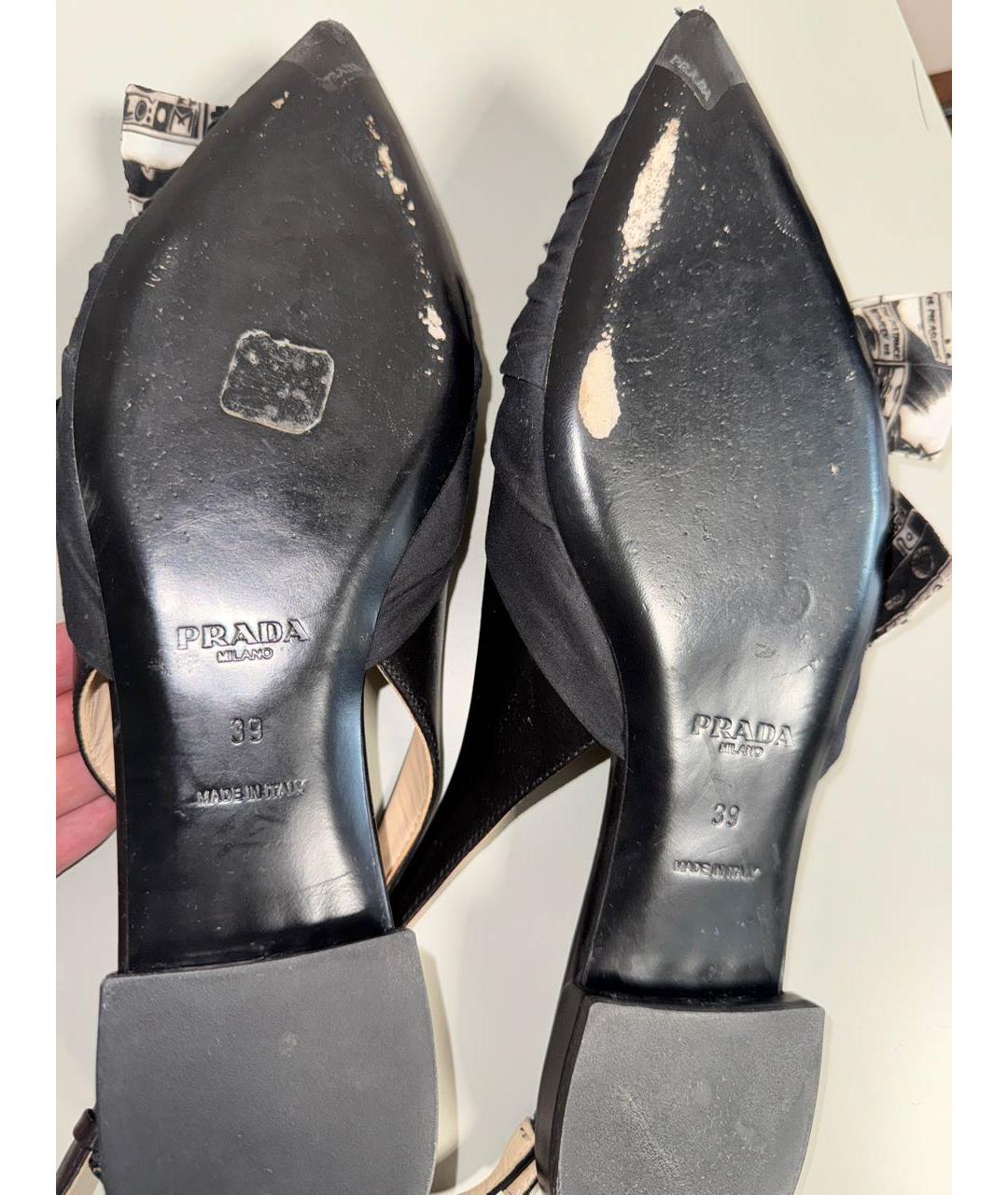 PRADA Черные текстильные мюли, фото 4