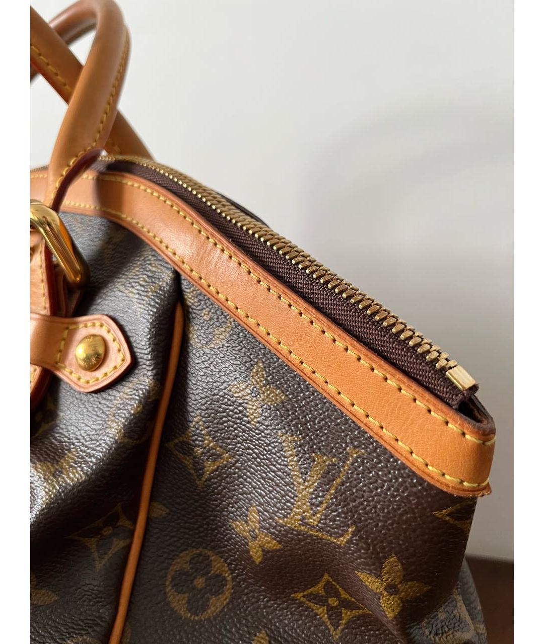 LOUIS VUITTON Коричневая кожаная сумка с короткими ручками, фото 7