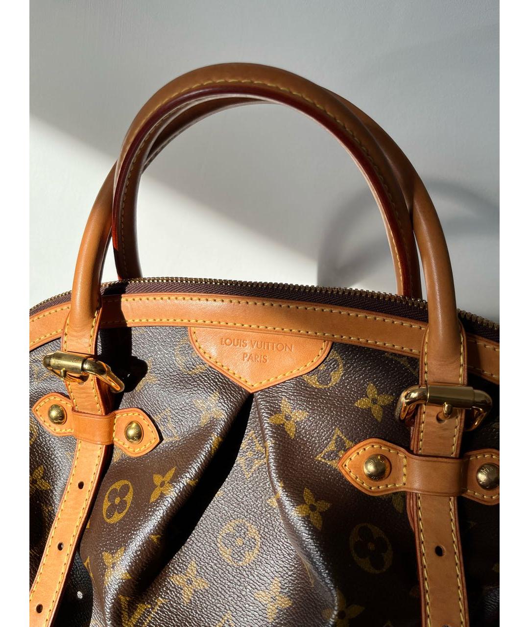 LOUIS VUITTON Коричневая кожаная сумка с короткими ручками, фото 3