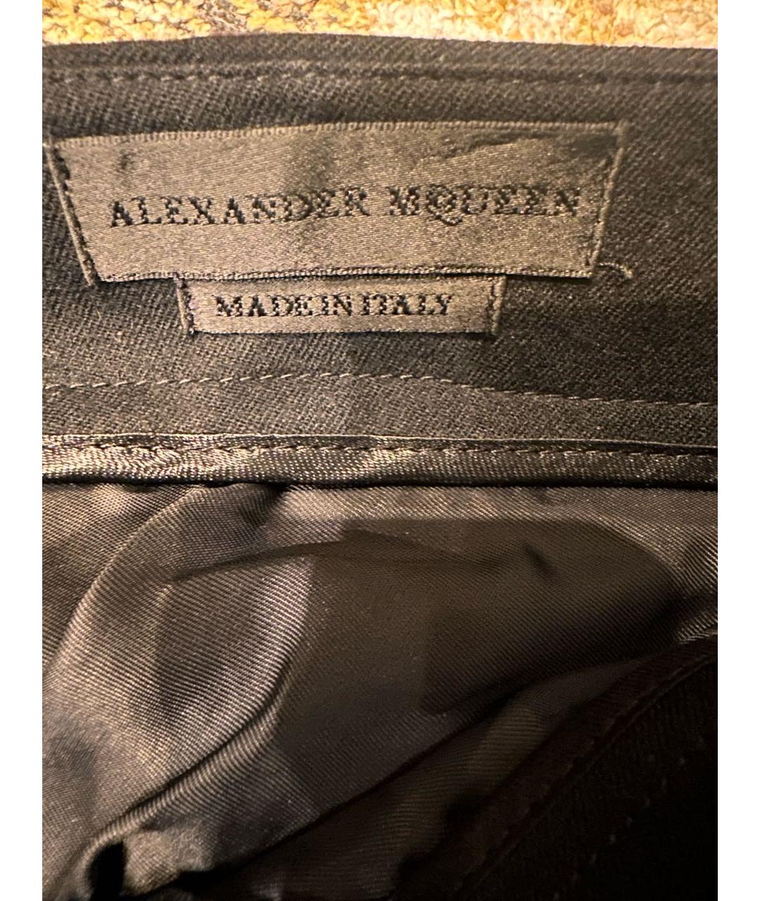 ALEXANDER MCQUEEN Черные шерстяные повседневные брюки, фото 3