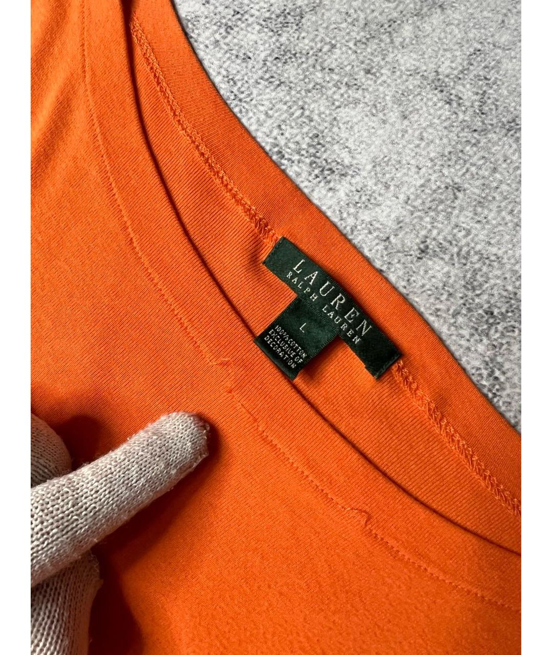 RALPH LAUREN Оранжевая хлопковая футболка, фото 4