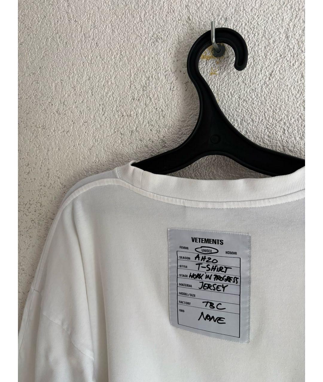 VETEMENTS Белая хлопковая футболка, фото 3