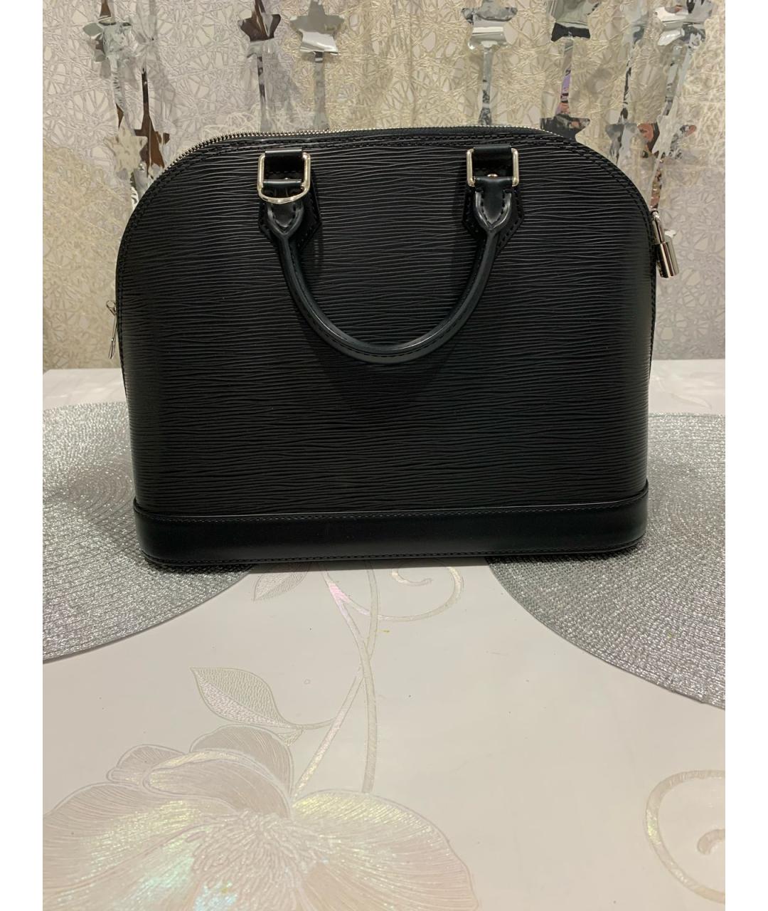 LOUIS VUITTON Черная кожаная сумка с короткими ручками, фото 3