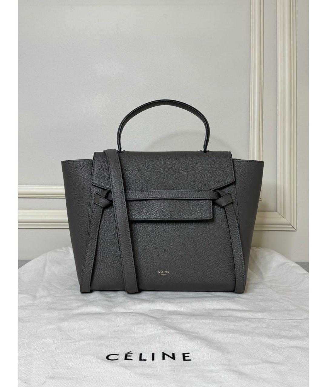 CELINE Антрацитовая кожаная сумка через плечо, фото 9