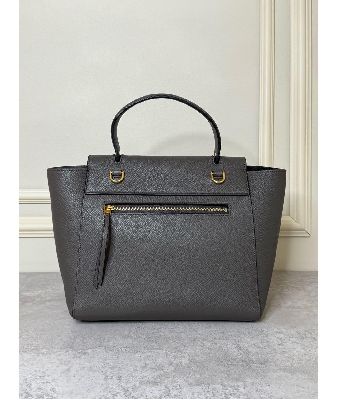 CELINE Антрацитовая кожаная сумка через плечо, фото 2