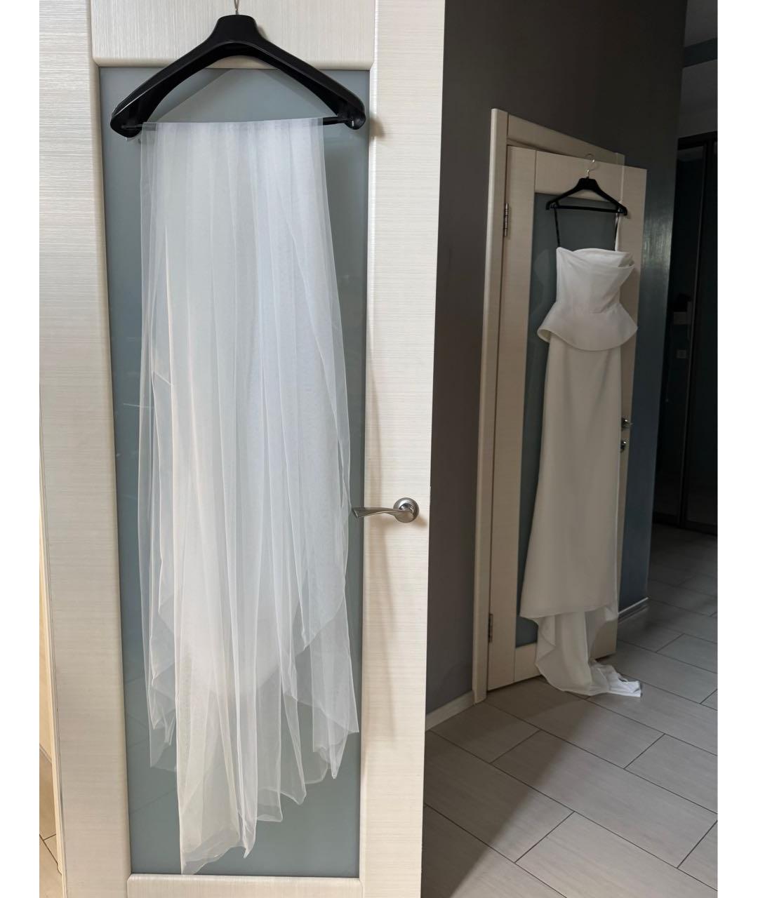 VERA WANG Белое креповое свадебное платье, фото 6
