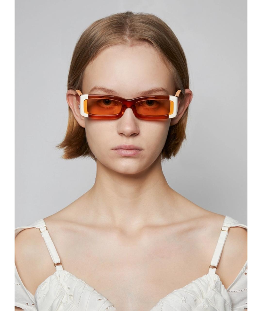 JACQUEMUS Оранжевое пластиковые солнцезащитные очки, фото 8