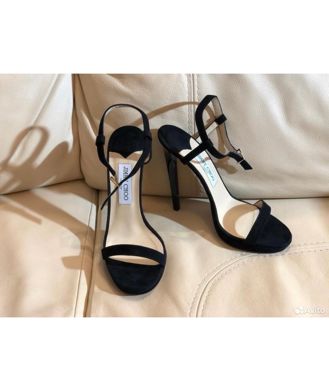 JIMMY CHOO Черные замшевые босоножки, фото 2