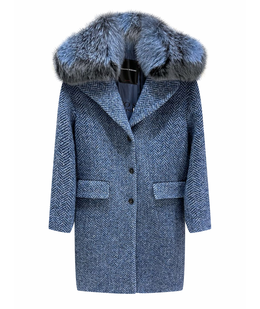 ERMANNO SCERVINO Голубое шерстяное пальто, фото 1