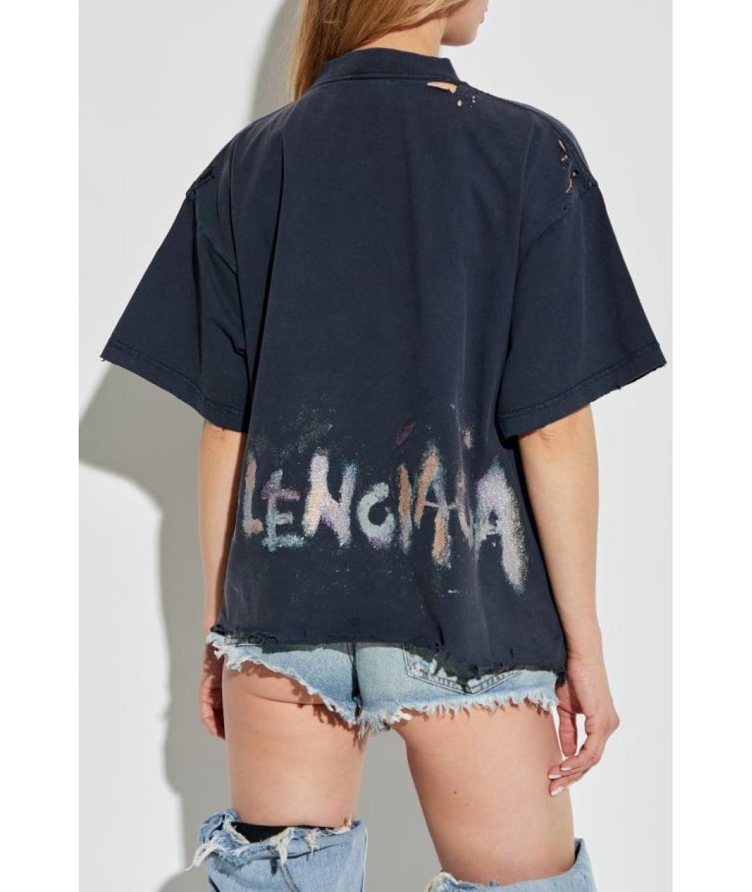 BALENCIAGA Черная хлопковая футболка, фото 4