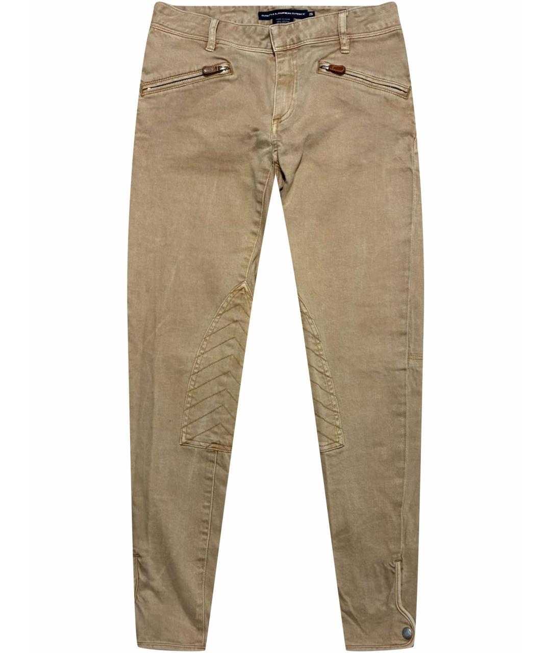 RALPH LAUREN Бежевые хлопко-эластановые джинсы слим, фото 1