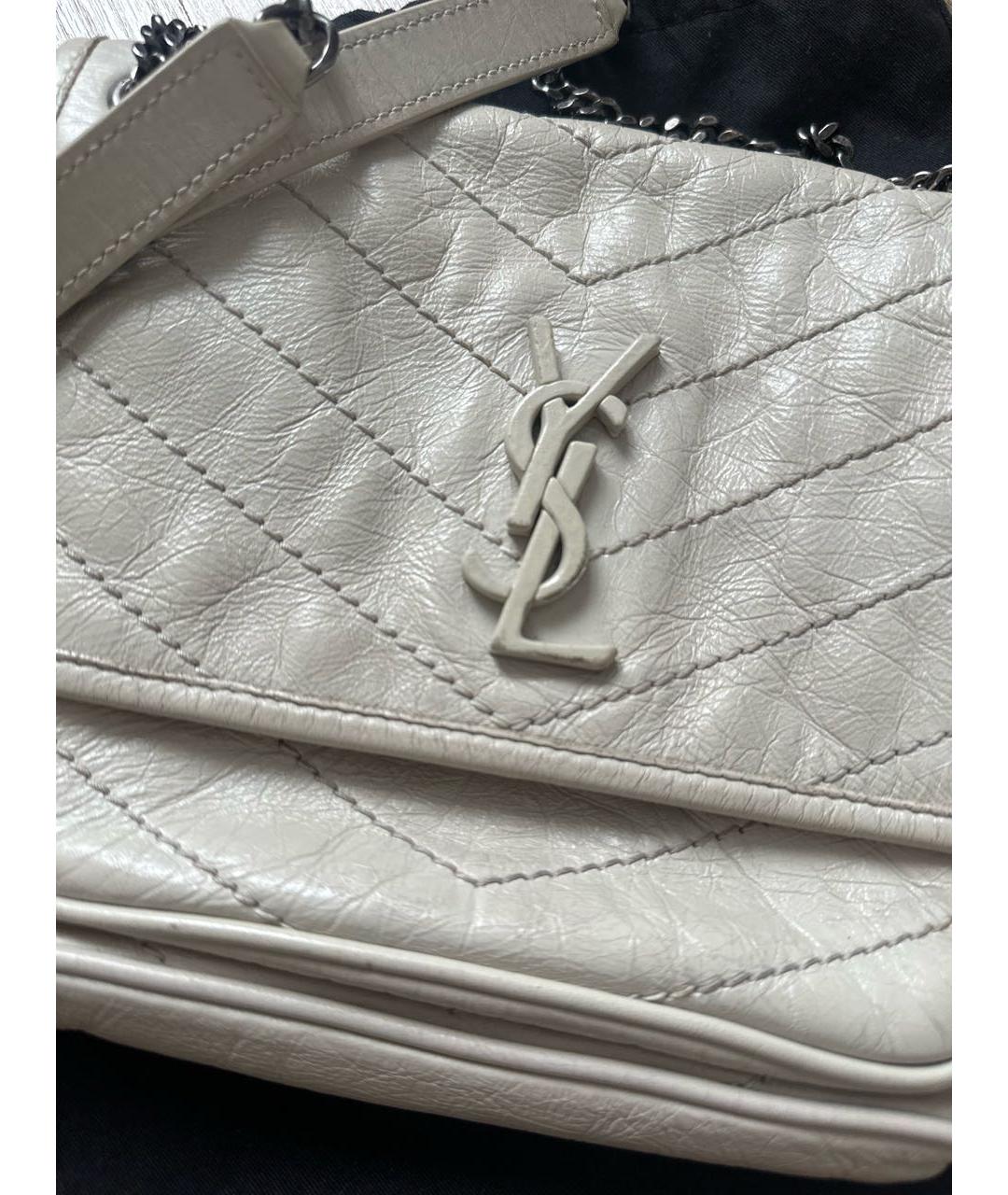 SAINT LAURENT Бежевая кожаная сумка через плечо, фото 5