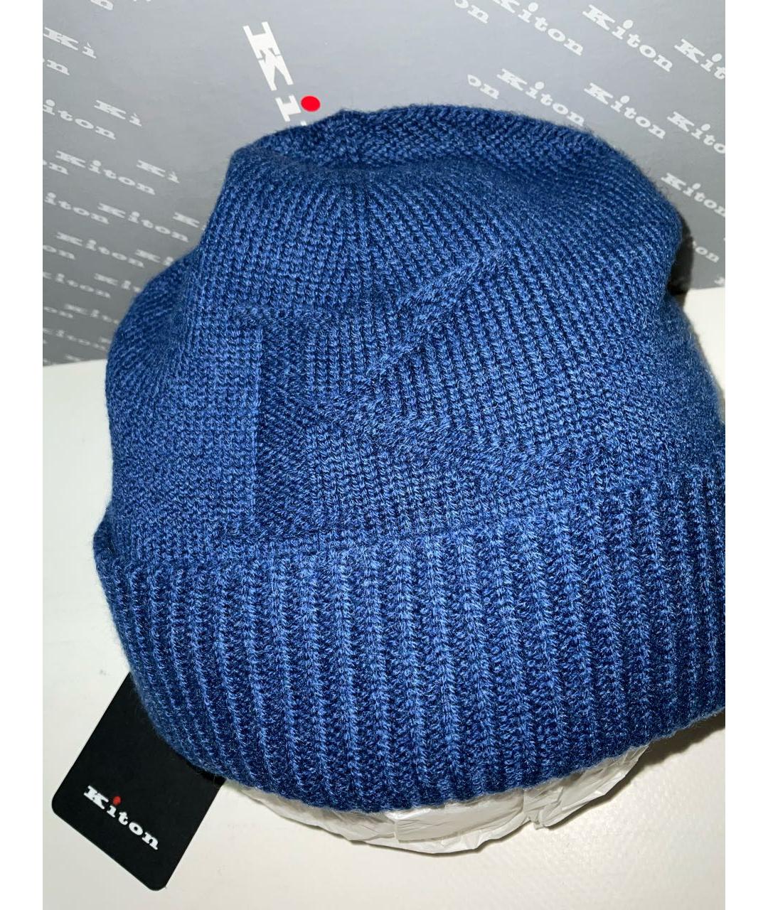 KITON Синяя кашемировая шапка, фото 3