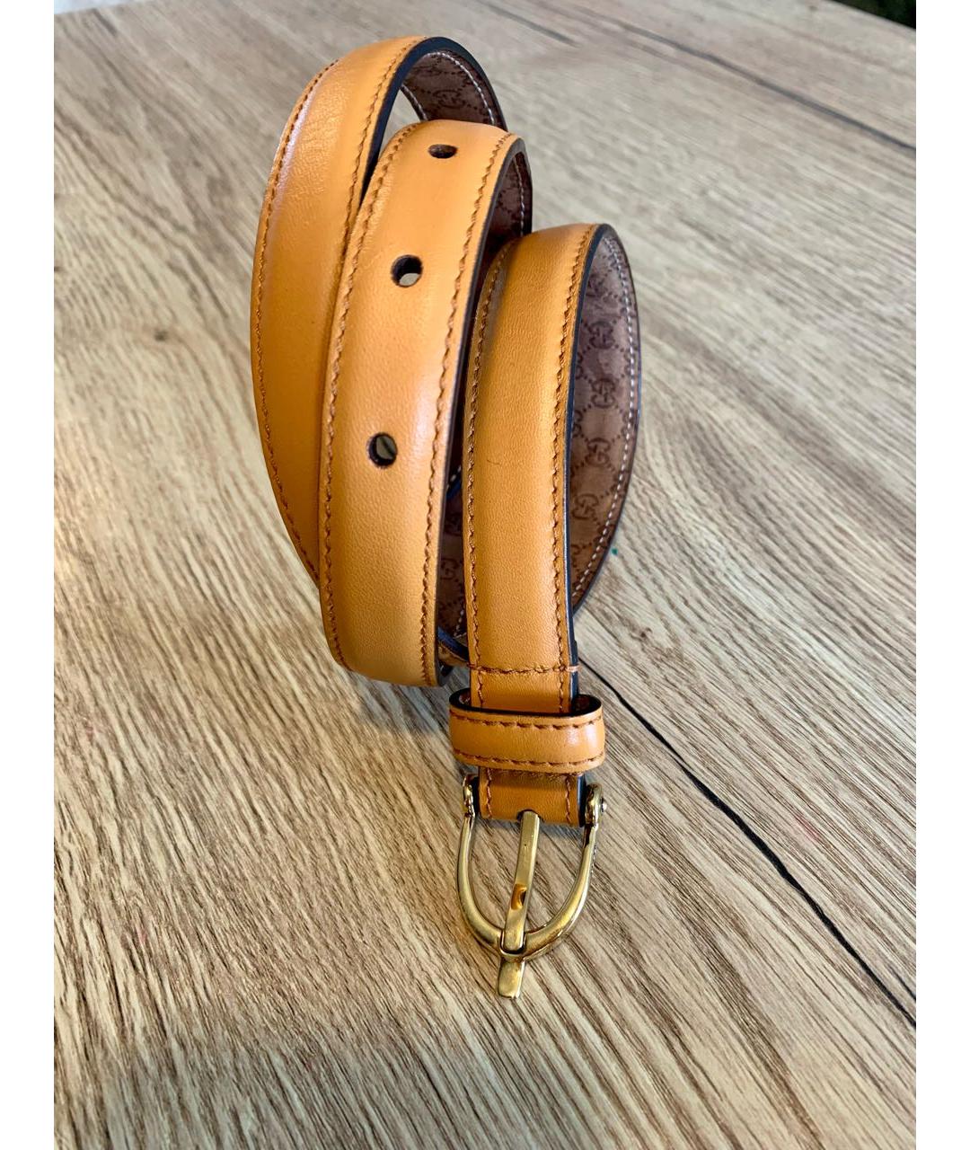 GUCCI Оранжевый кожаный ремень, фото 2