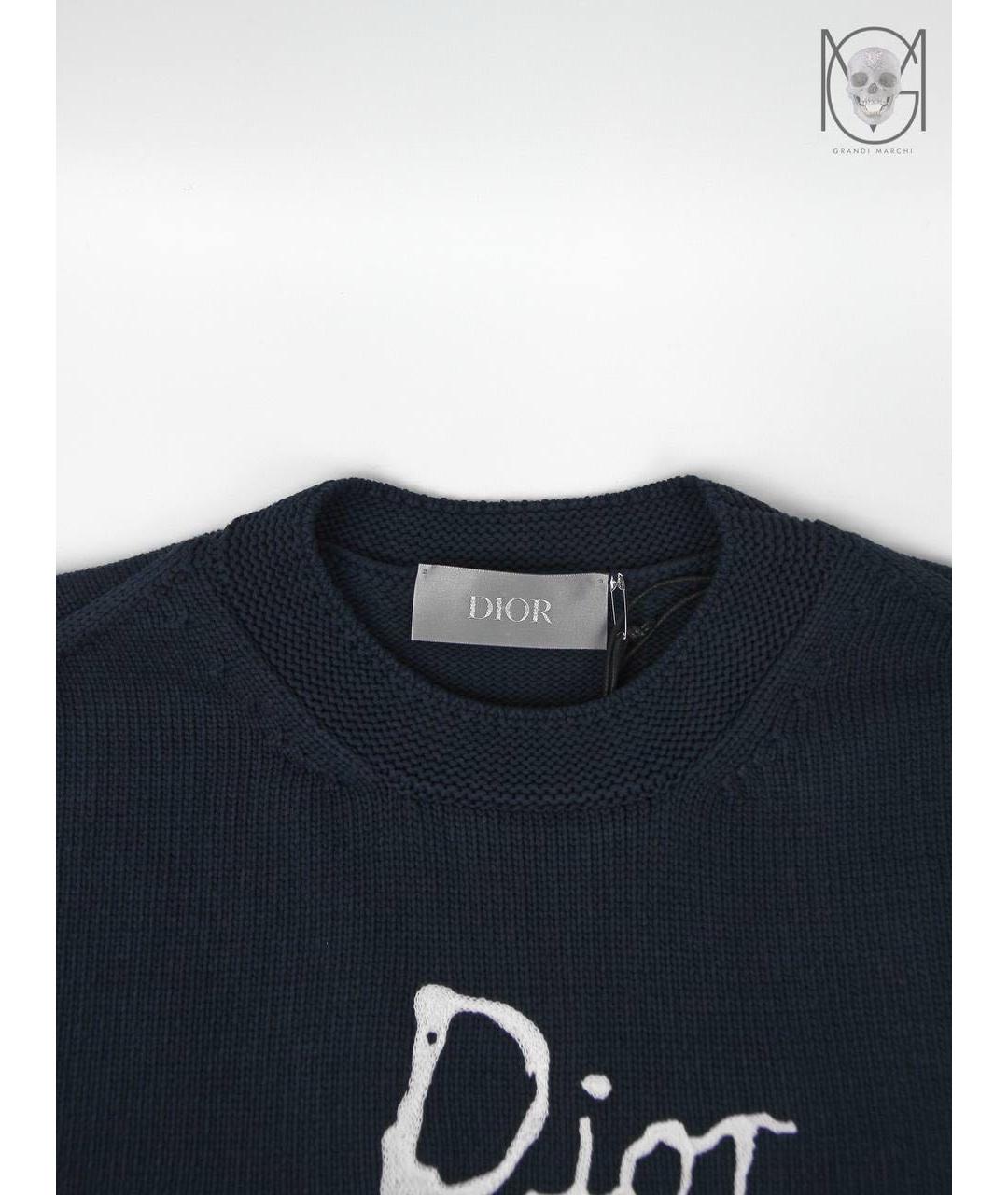 CHRISTIAN DIOR Темно-синий хлопковый джемпер / свитер, фото 4
