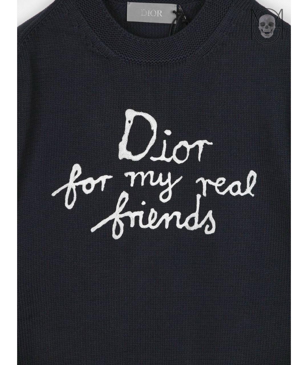 CHRISTIAN DIOR Темно-синий хлопковый джемпер / свитер, фото 5