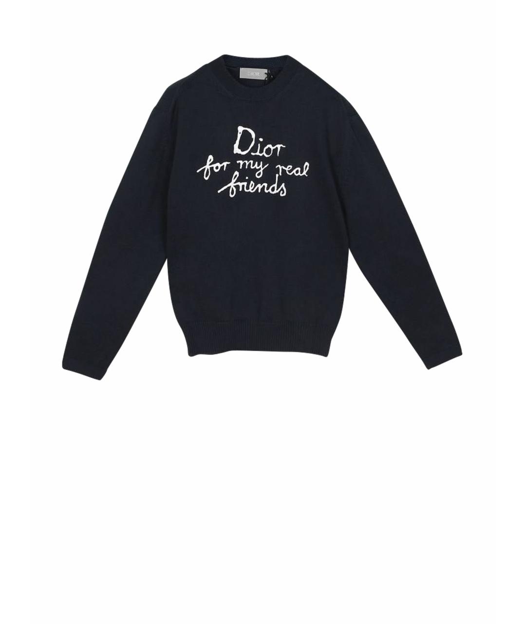 CHRISTIAN DIOR Темно-синий хлопковый джемпер / свитер, фото 1