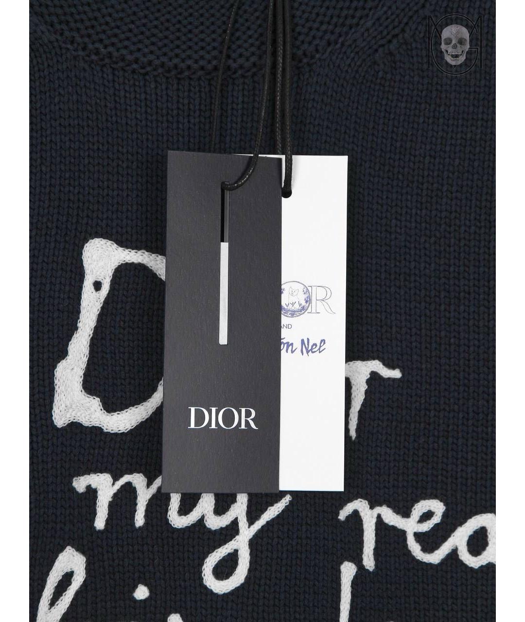 CHRISTIAN DIOR Темно-синий хлопковый джемпер / свитер, фото 3