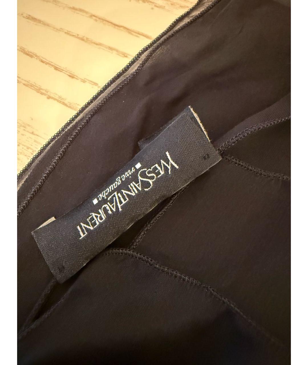 SAINT LAURENT Черный шелковый шарф, фото 3