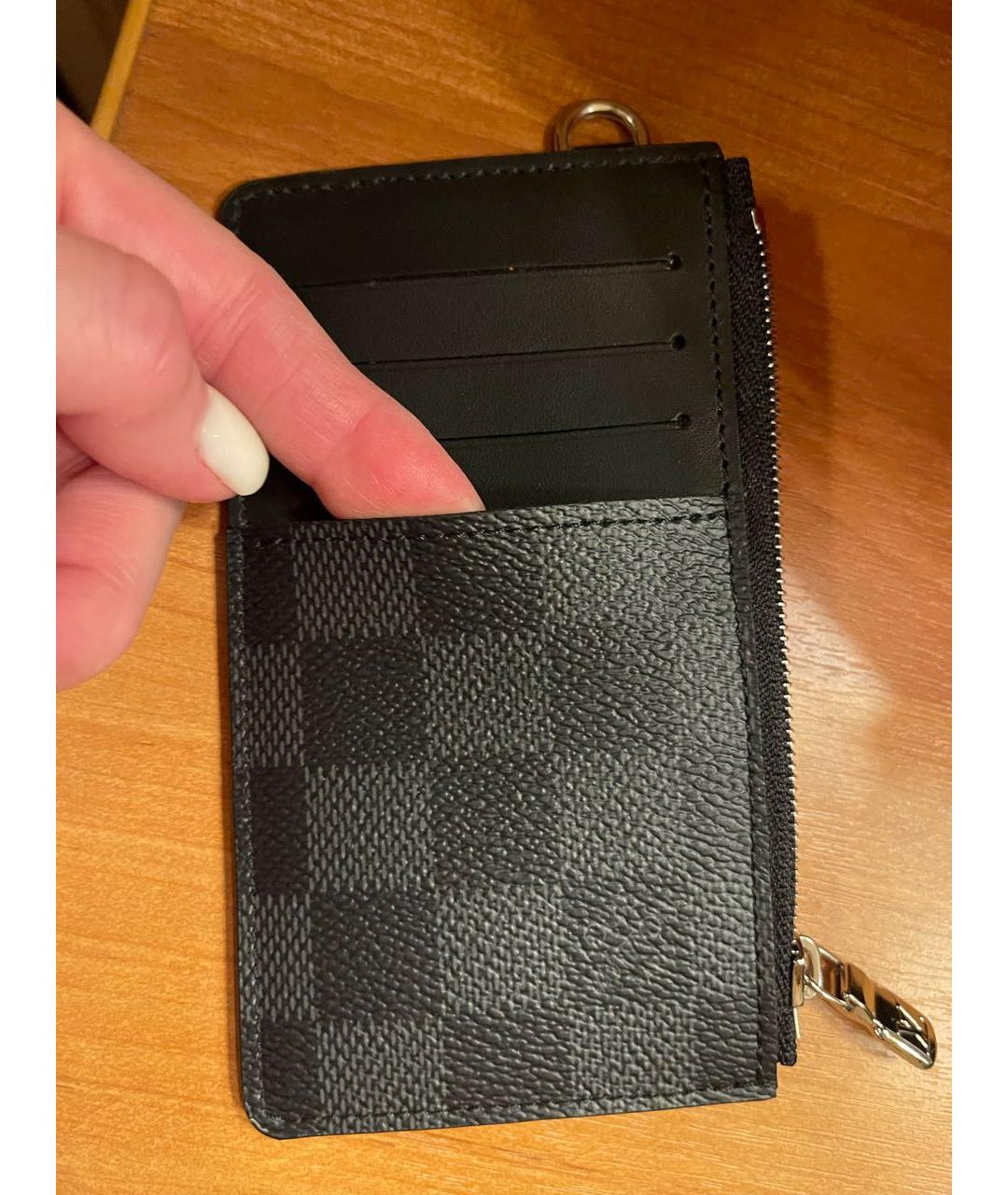 LOUIS VUITTON Черная кожаная визитница, фото 3