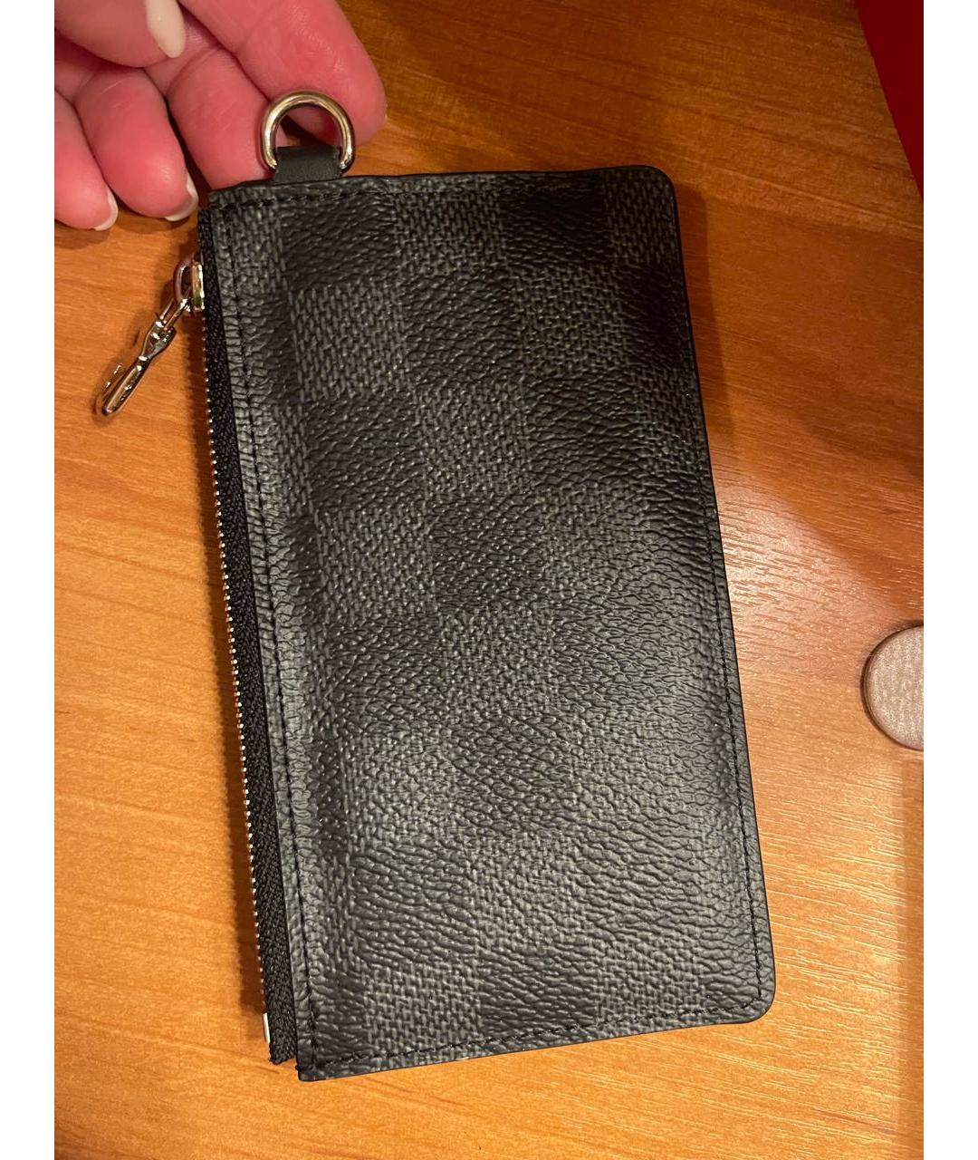 LOUIS VUITTON Черная кожаная визитница, фото 2