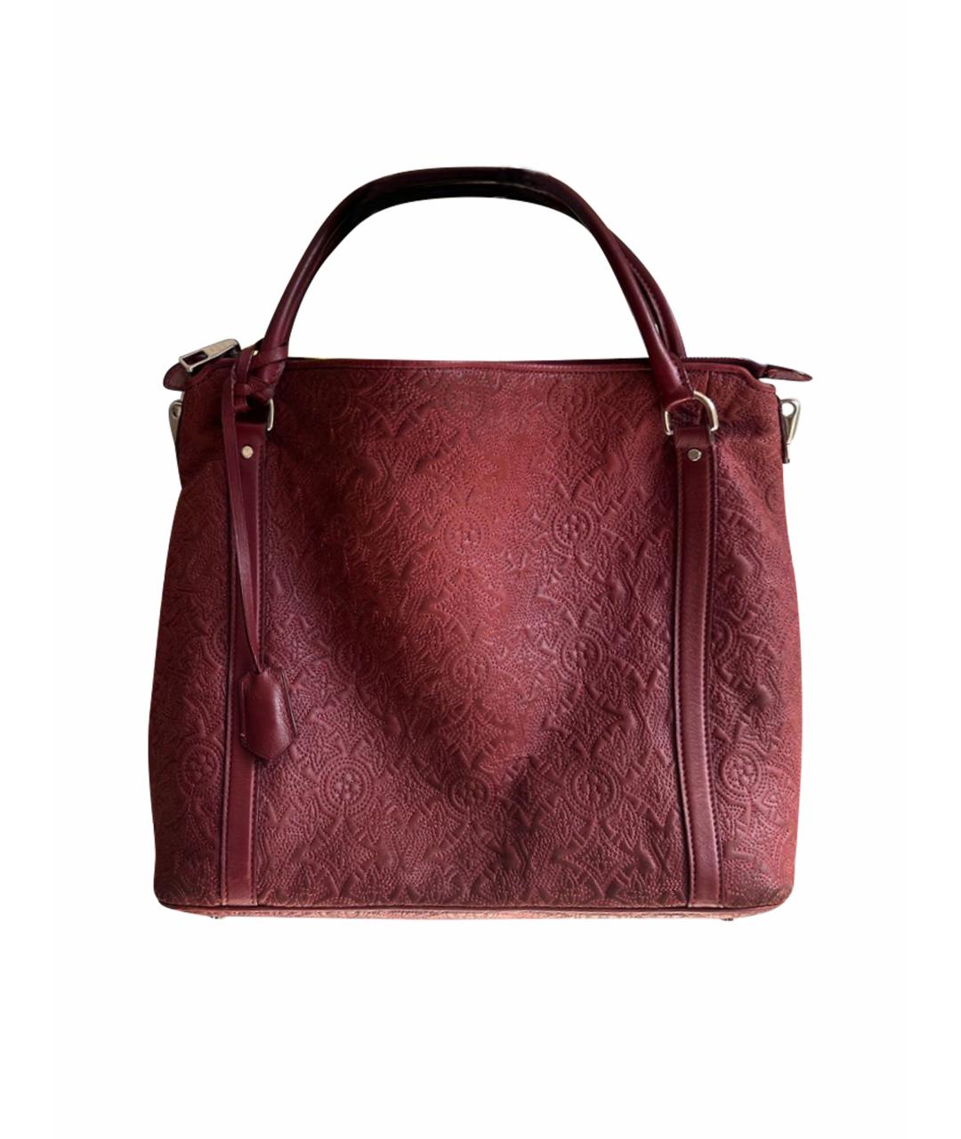 LOUIS VUITTON Бордовая кожаная сумка с короткими ручками, фото 1