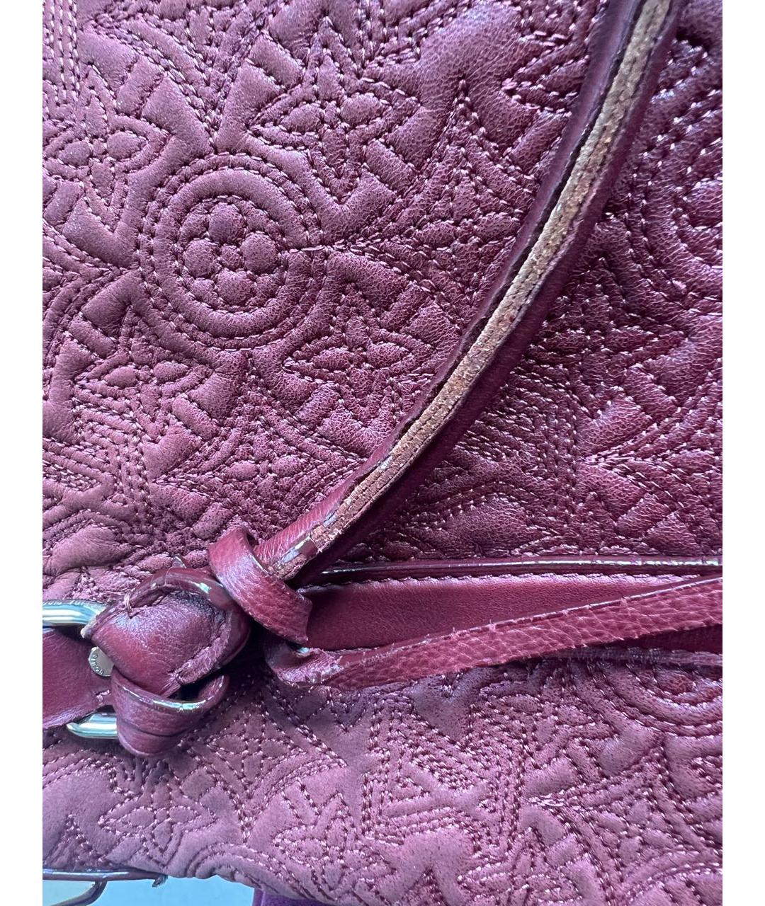 LOUIS VUITTON Бордовая кожаная сумка с короткими ручками, фото 5