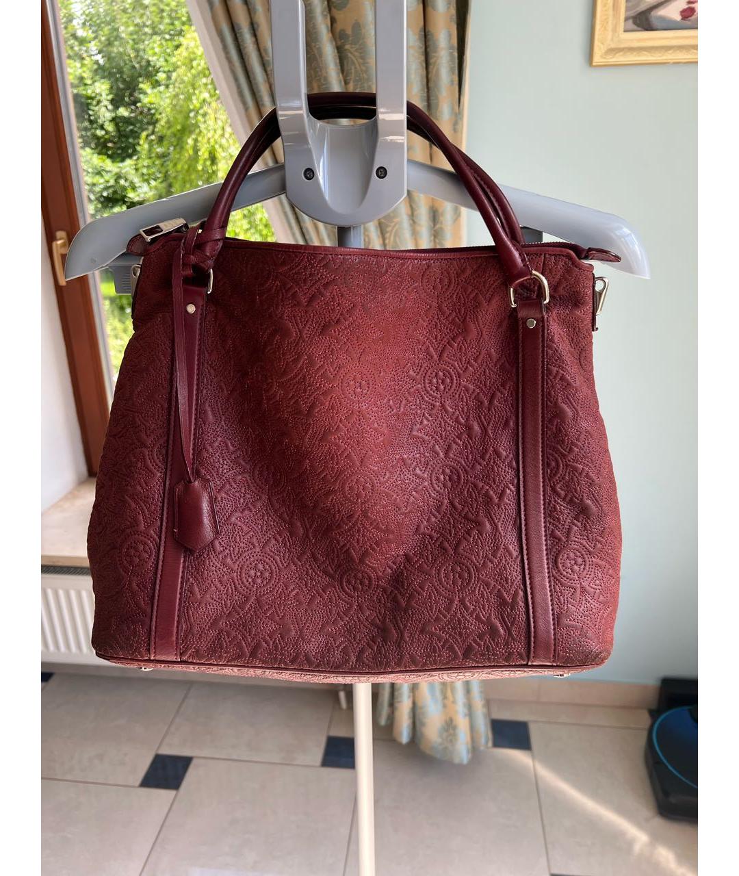 LOUIS VUITTON Бордовая кожаная сумка с короткими ручками, фото 8