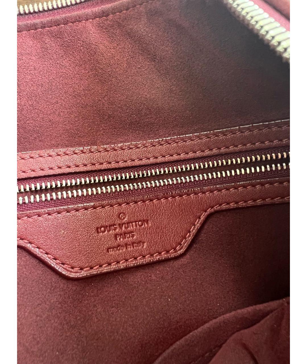 LOUIS VUITTON Бордовая кожаная сумка с короткими ручками, фото 7