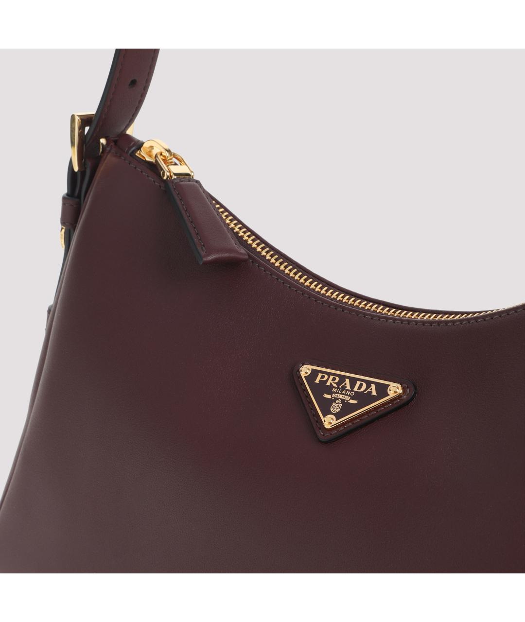 PRADA Бордовая кожаная сумка через плечо, фото 4