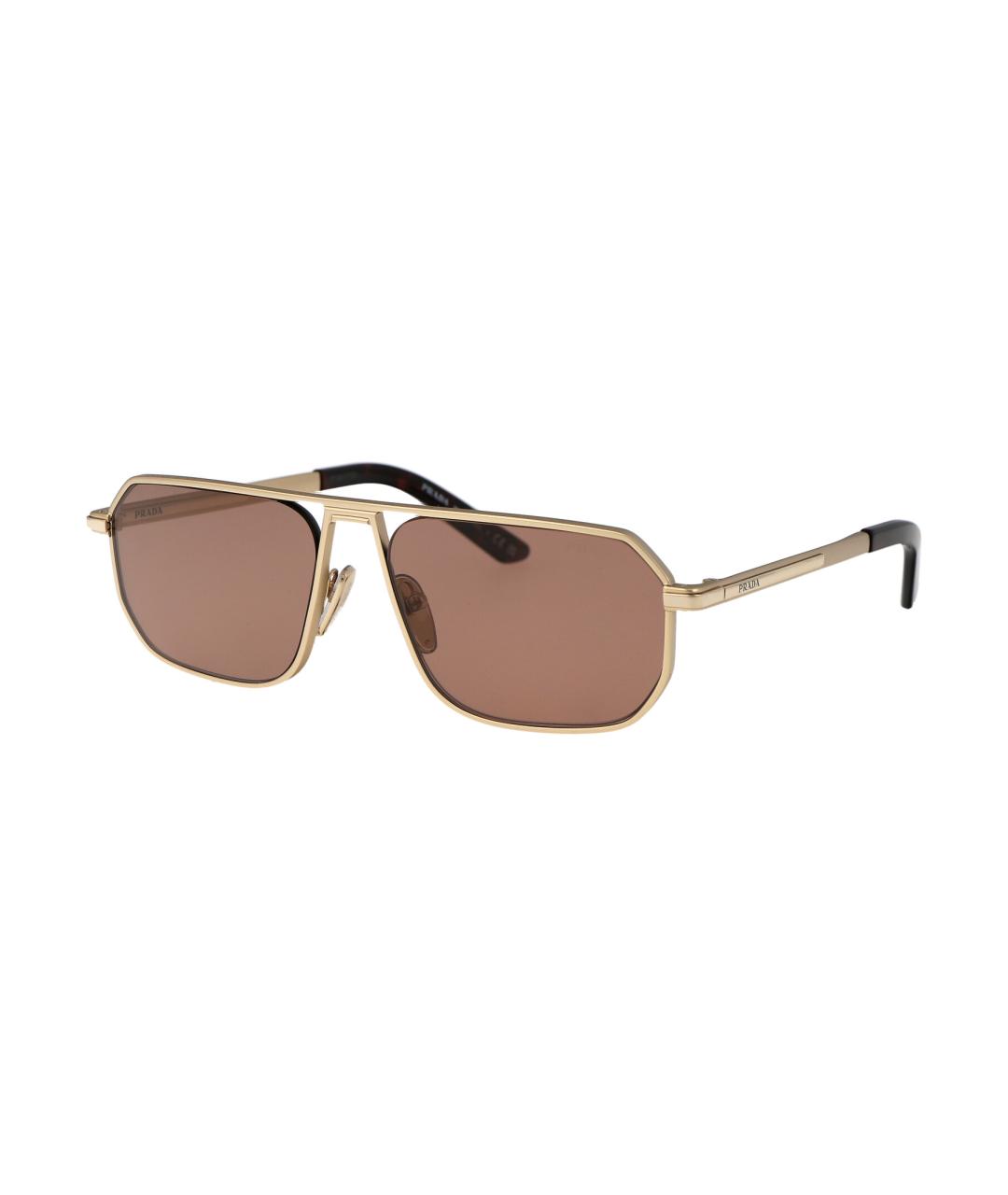 PRADA Золотые металлические солнцезащитные очки, фото 1