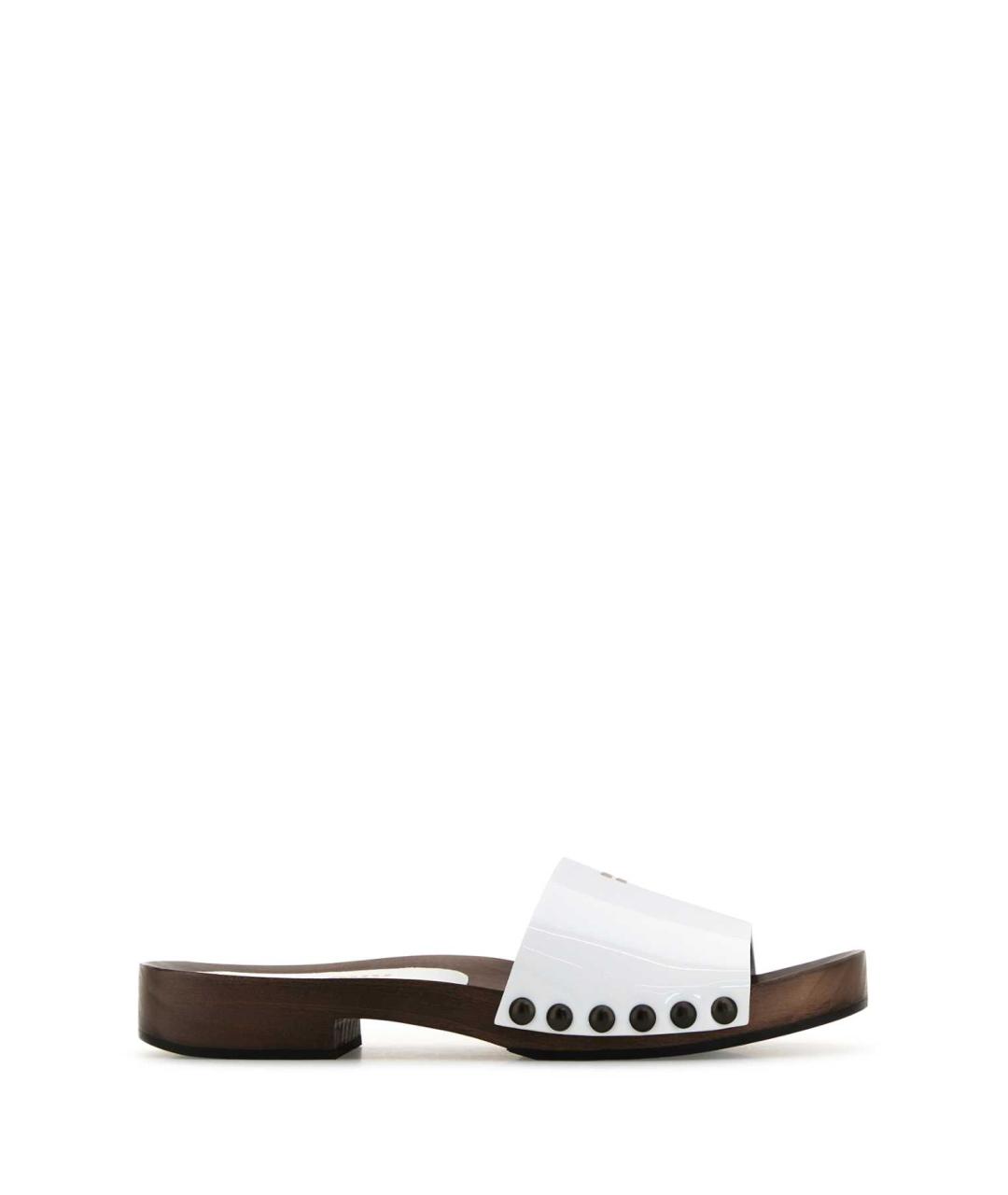 MIU MIU Белые кожаные сабо, фото 1