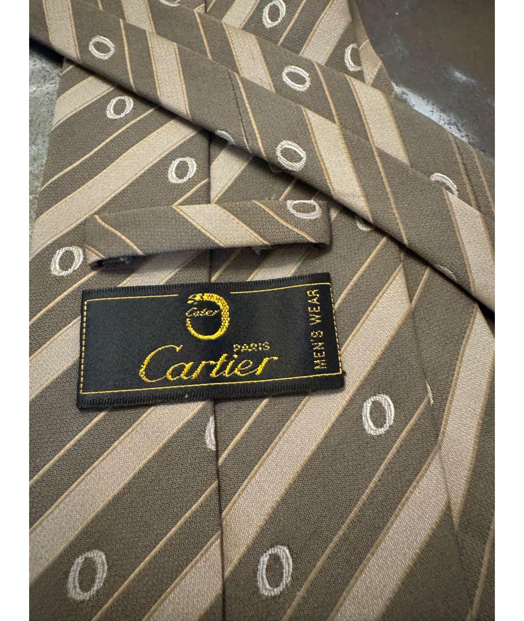 CARTIER Коричневый шелковый галстук, фото 6