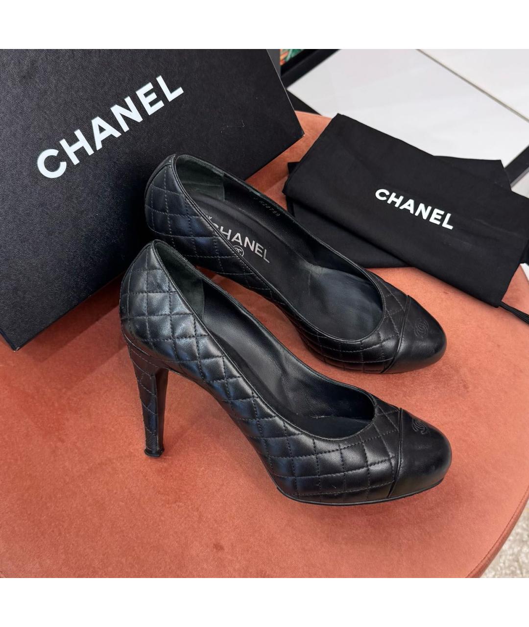 CHANEL Черные кожаные туфли, фото 7