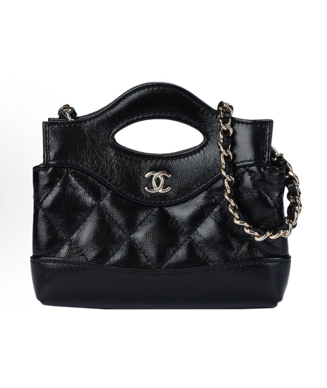 CHANEL Черная кожаная сумка с короткими ручками, фото 1