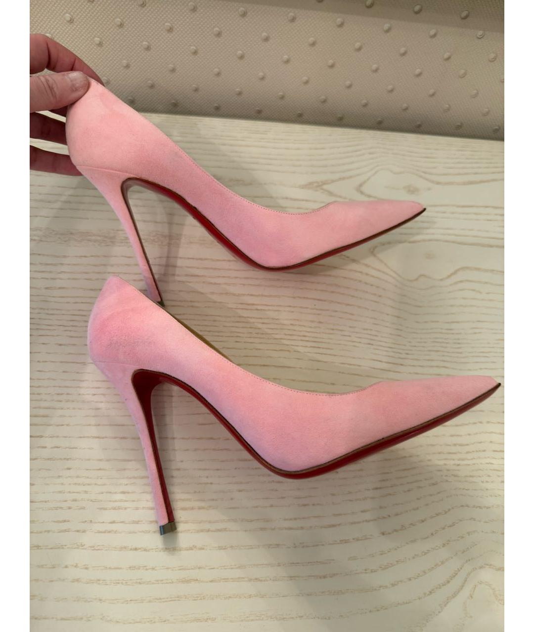 CHRISTIAN LOUBOUTIN Розовые замшевые туфли, фото 6