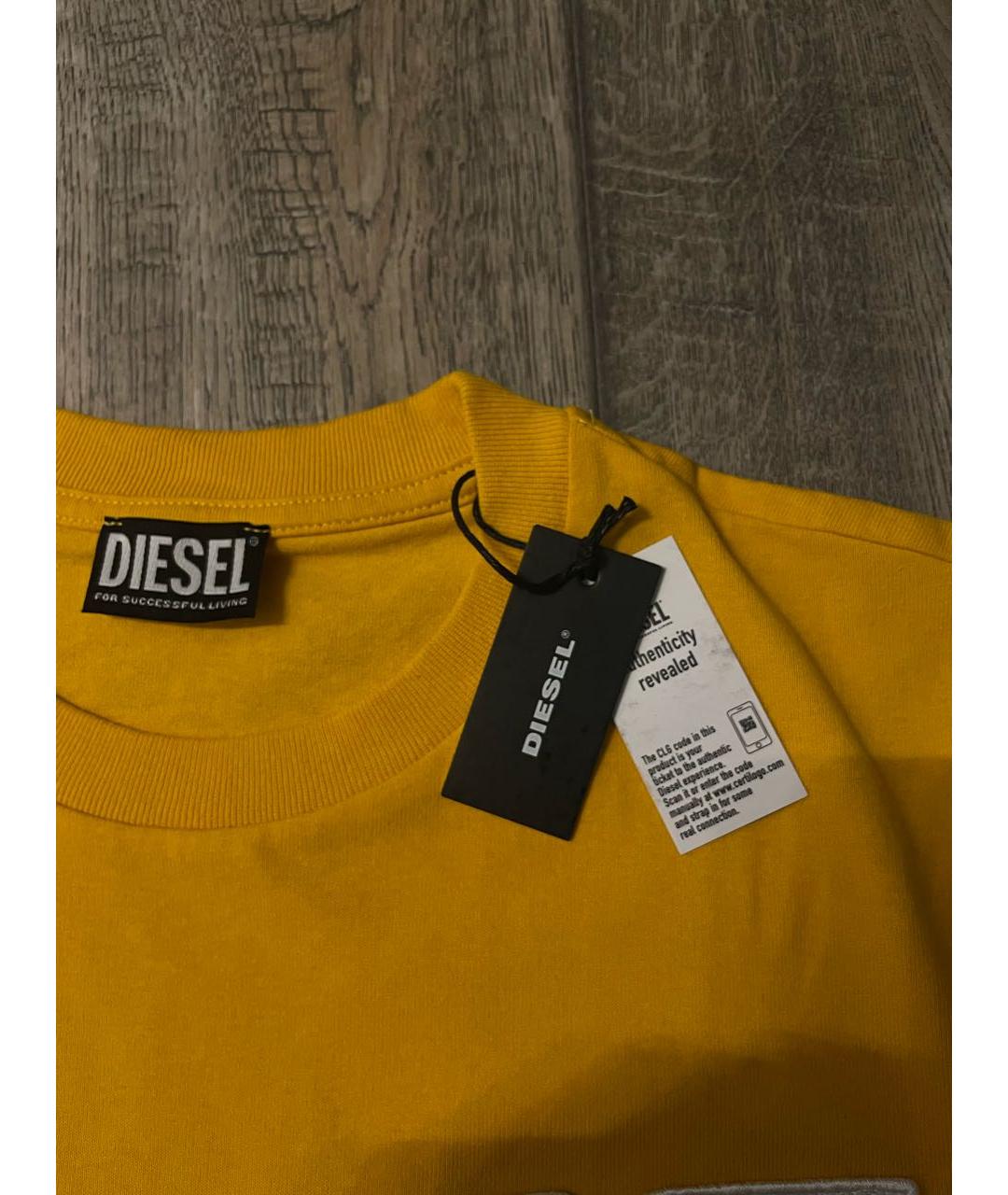 DIESEL Желтая хлопковая футболка, фото 3