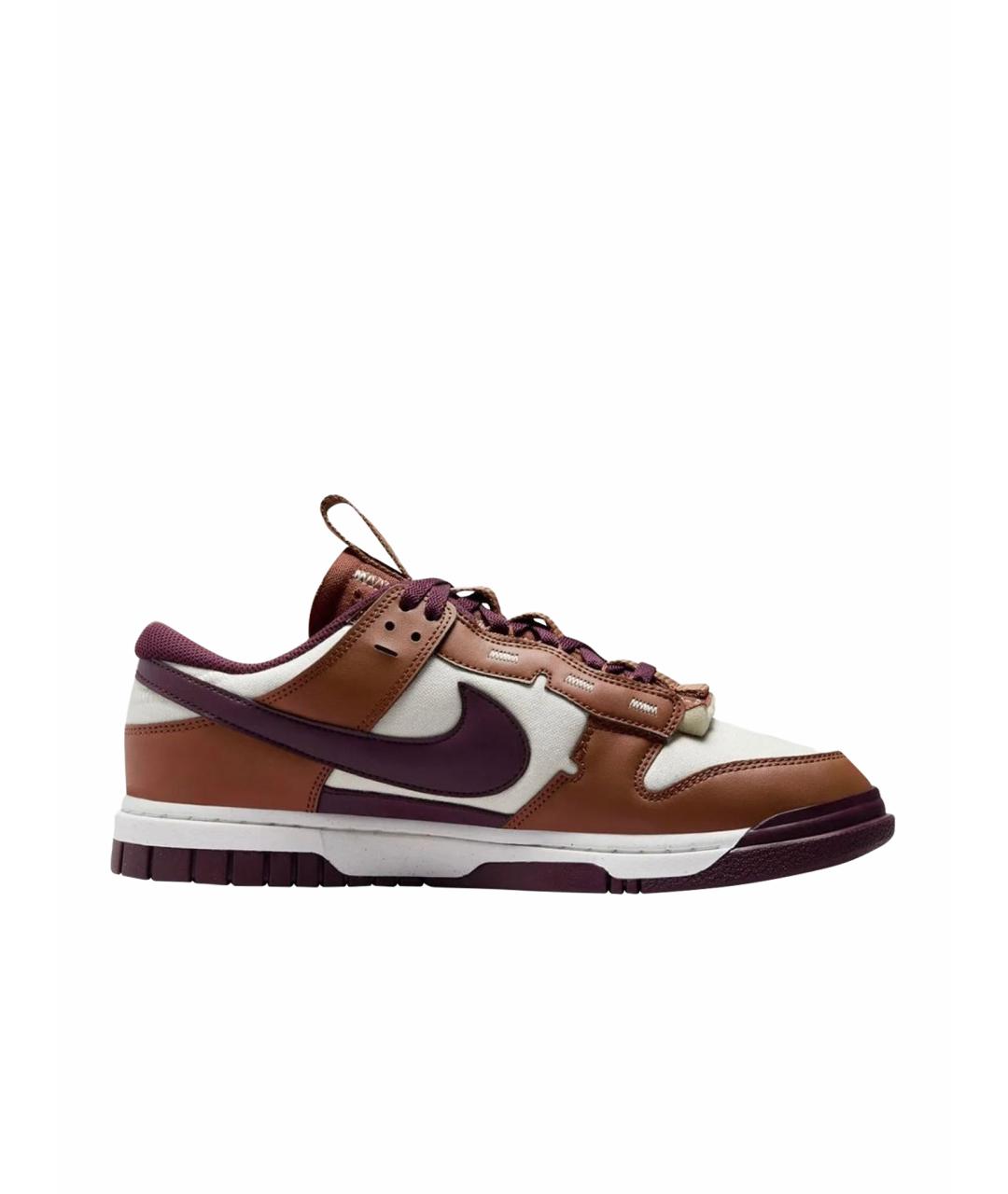 NIKE Коричневые кожаные низкие кроссовки / кеды, фото 1