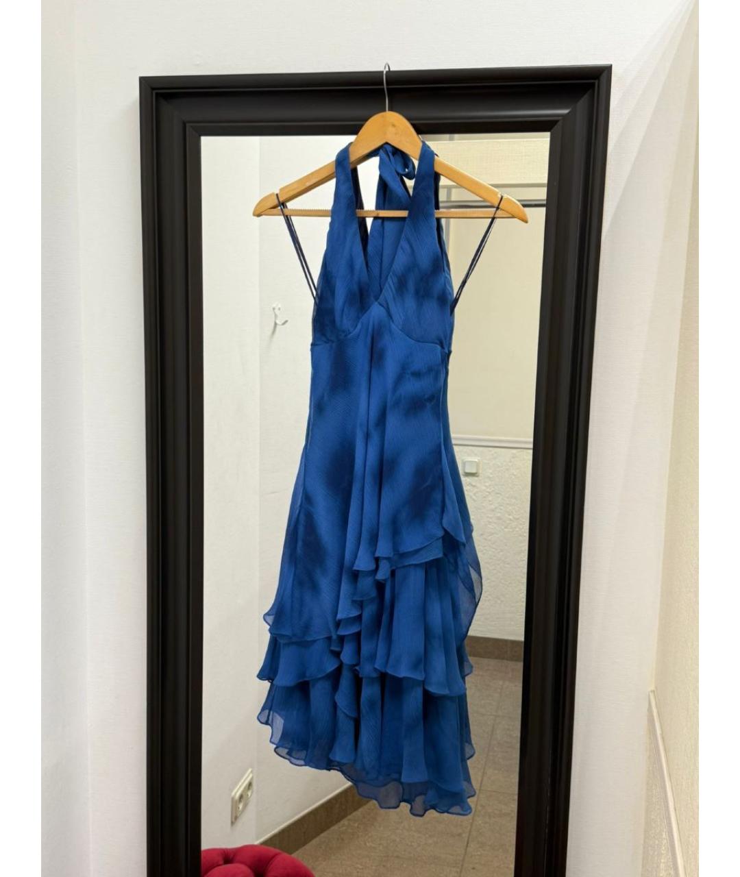 RALPH LAUREN Синее шелковое коктейльное платье, фото 8