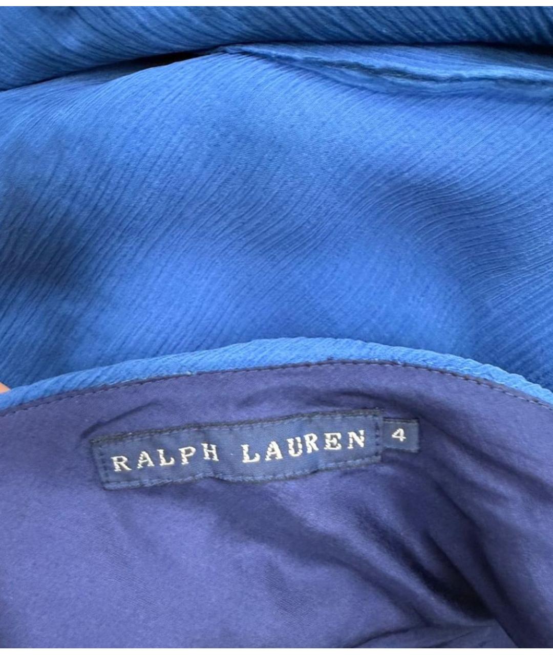 RALPH LAUREN Синее шелковое коктейльное платье, фото 3