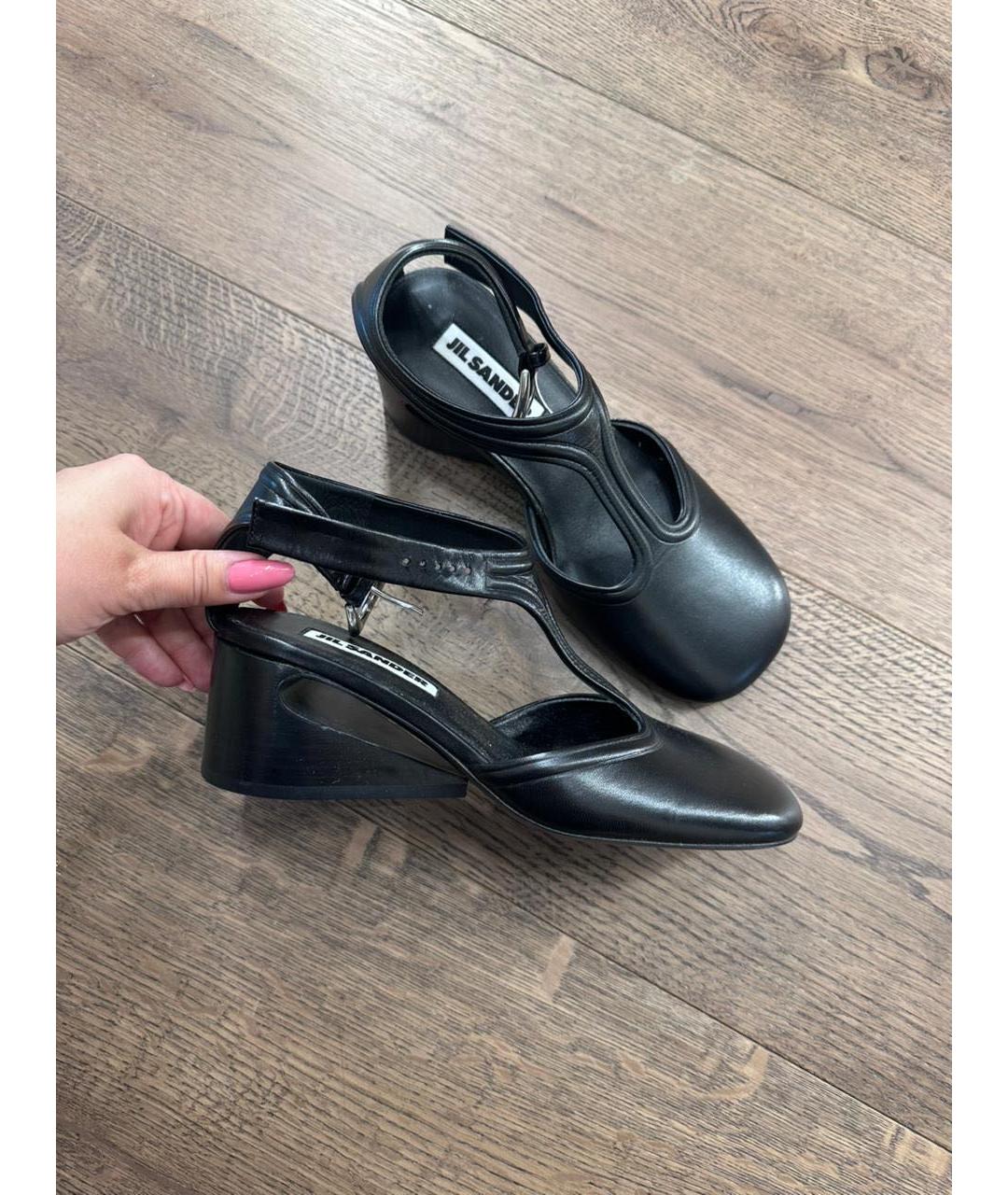 JIL SANDER Черные кожаные туфли, фото 3