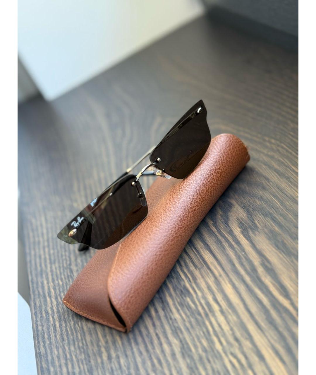 RAY BAN Черные металлические солнцезащитные очки, фото 2