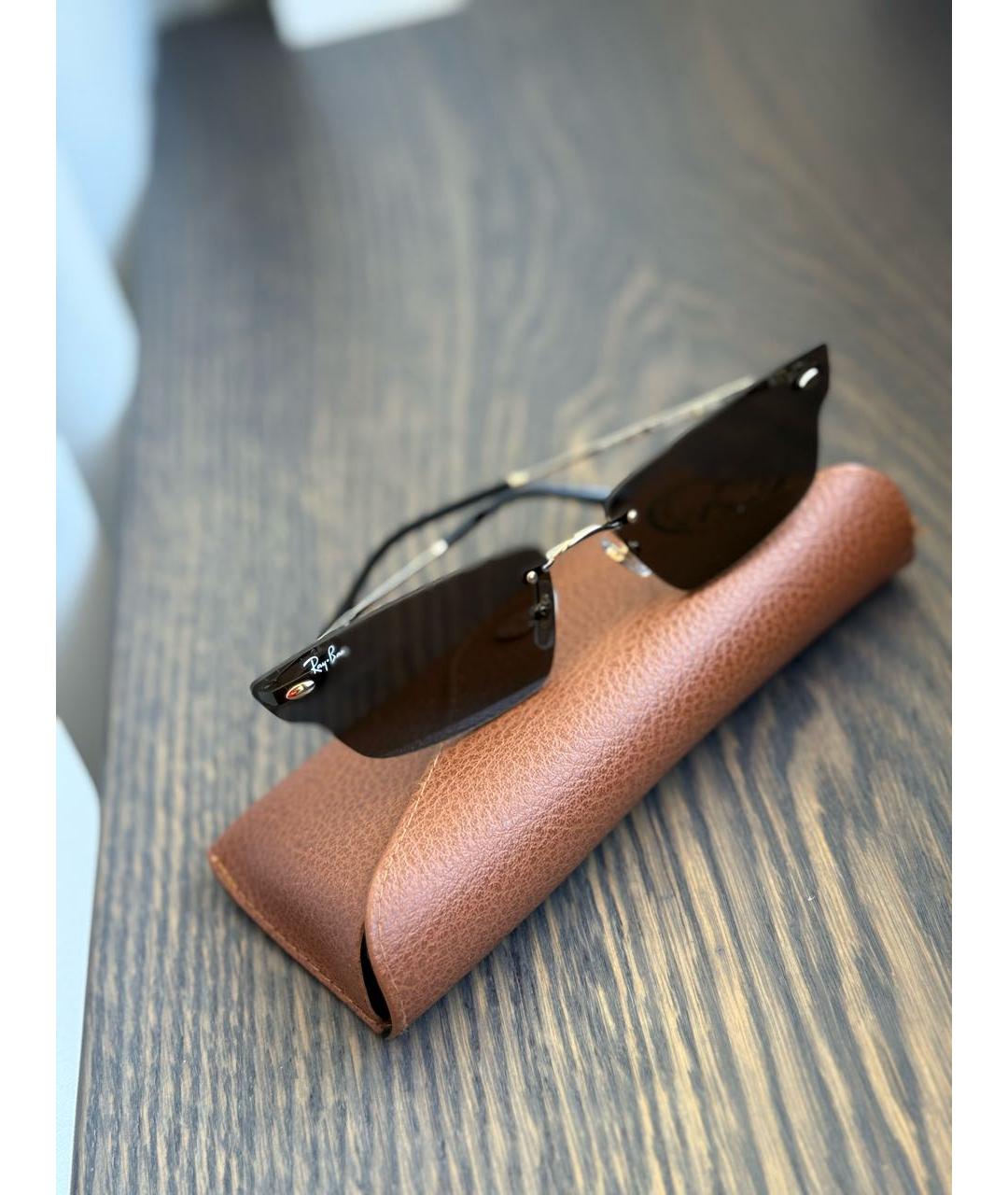 RAY BAN Черные металлические солнцезащитные очки, фото 5