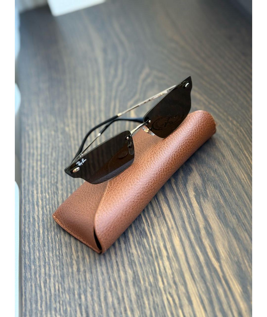 RAY BAN Черные металлические солнцезащитные очки, фото 4