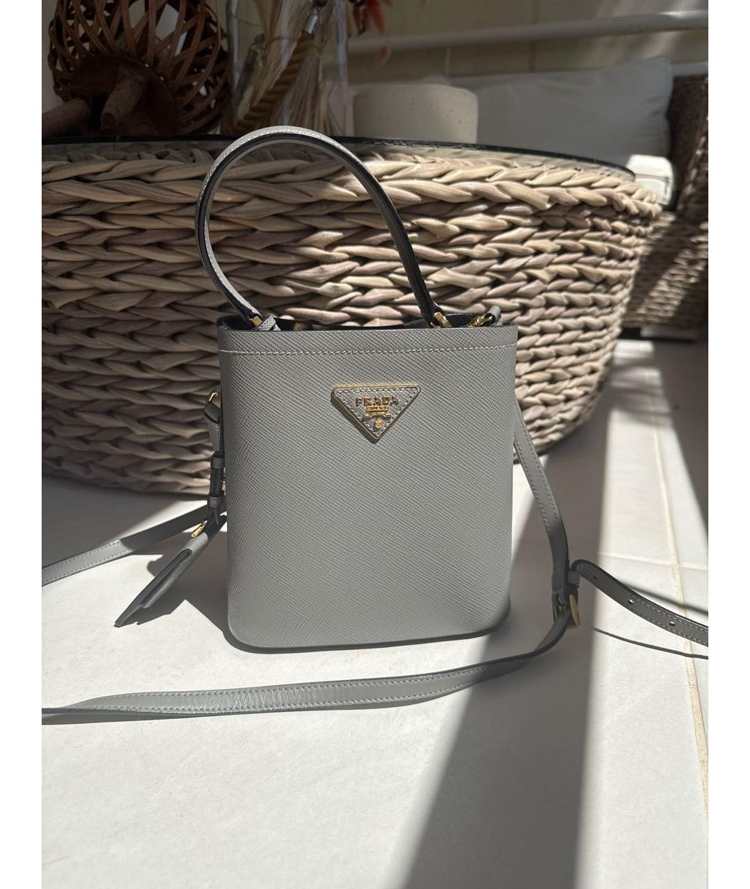 PRADA Хаки кожаная сумка тоут, фото 5