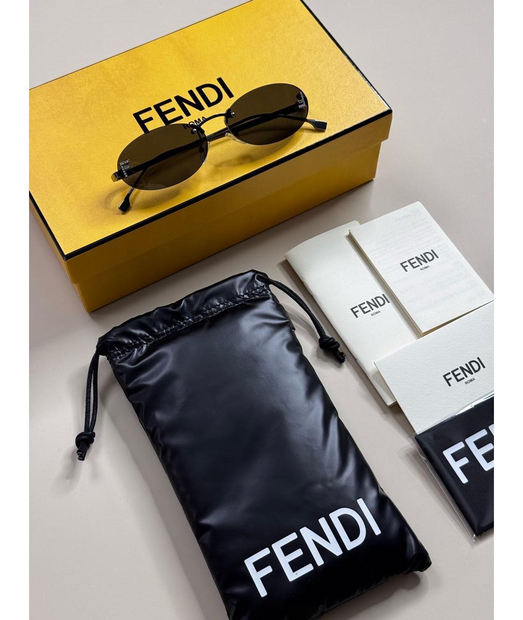FENDI Черные металлические солнцезащитные очки, фото 6
