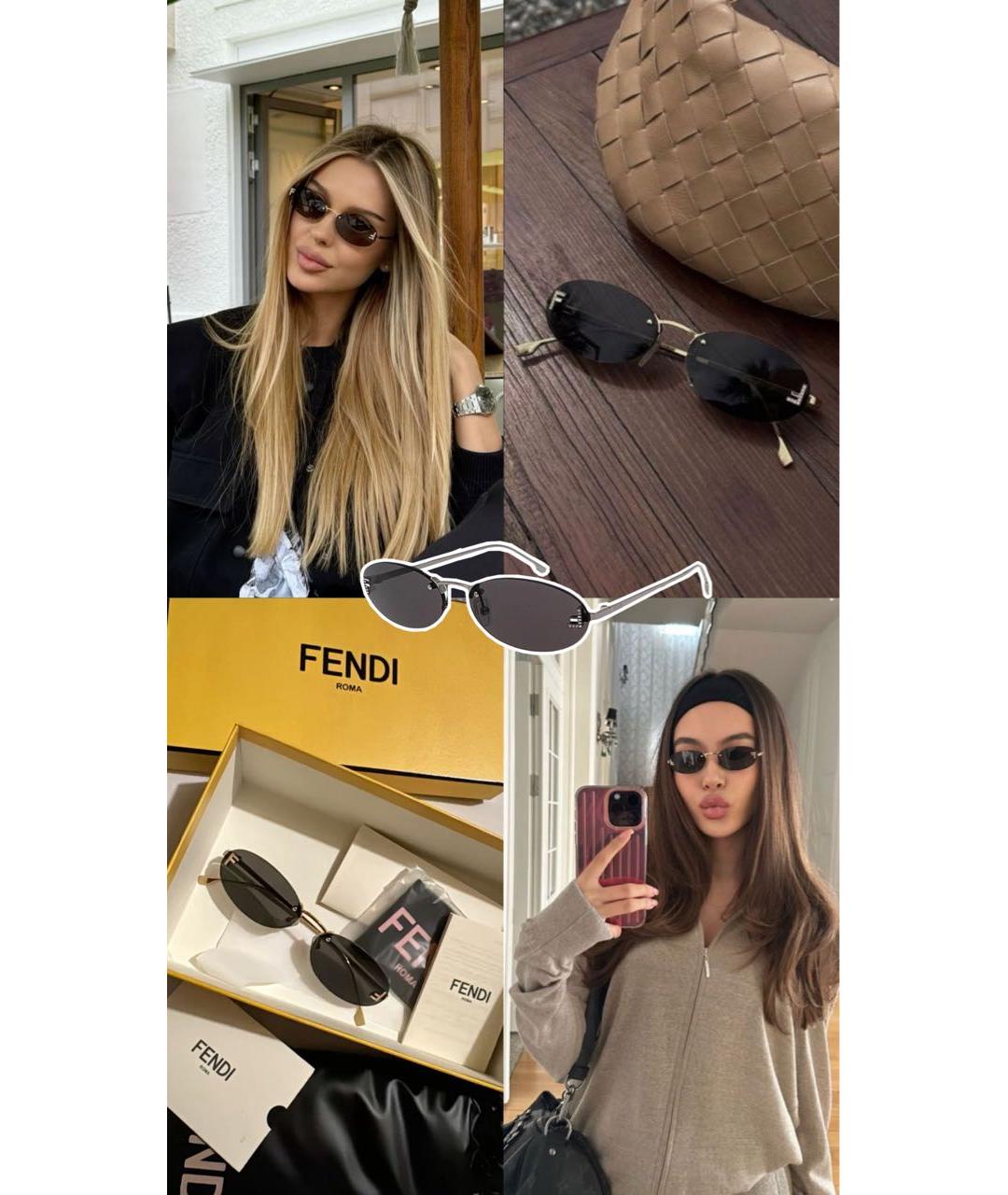 FENDI Черные металлические солнцезащитные очки, фото 8