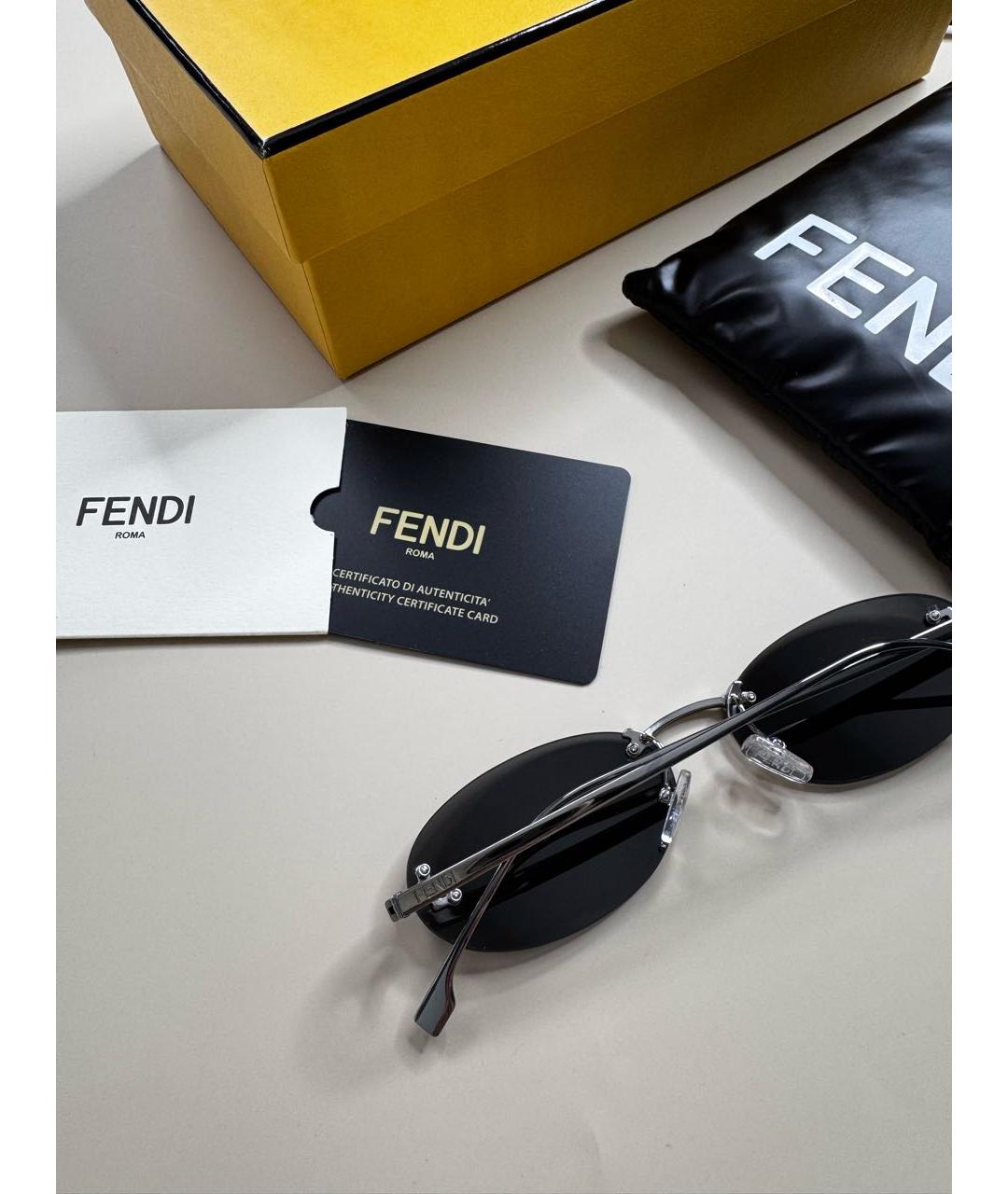 FENDI Черные металлические солнцезащитные очки, фото 7