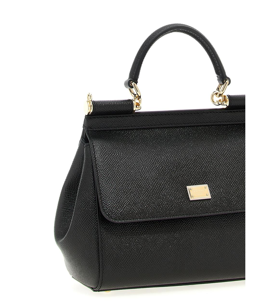 DOLCE&GABBANA Черная кожаная сумка с короткими ручками, фото 3